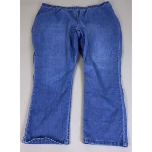 Denim 24/7 Jeans Women's Plus Size 32W Blue Elastic Waist‎ Straight Leg Stretch